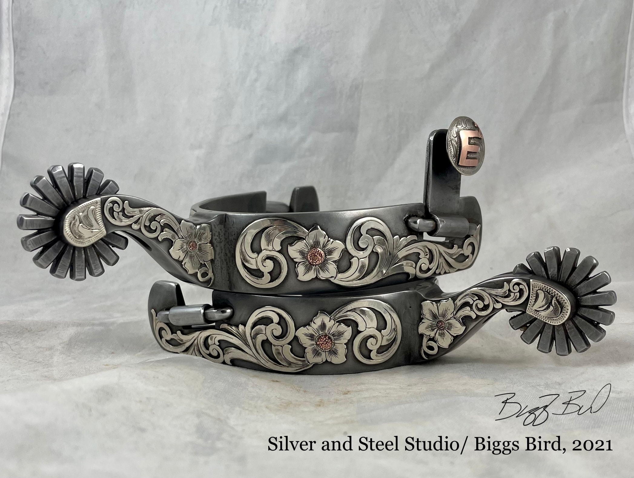 Custom Silver Engraved Spurs 